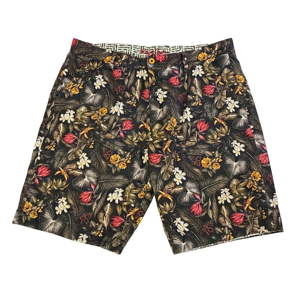 Robert Graham Mens 38 Classic Fit Tropical Floral Botanical Ramie Blend Shorts